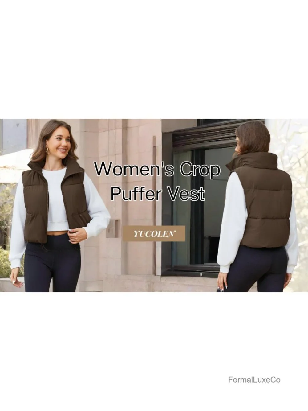 Women's Crop Puffer Vest Lightweight Insulated Padded Zip Up
